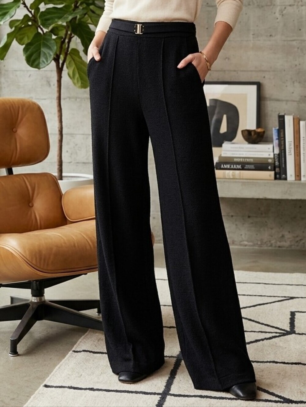 St John Santana Knit High Rise Pleated Pants